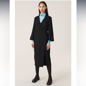 Ganni Heavy Crepe Blazer Wrap Dress